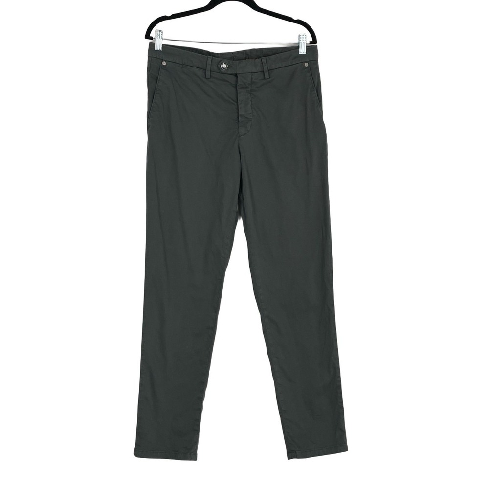 Marco Pescarolo Men's Grey Khaki Trousers Quiet Luxury Tailored Slim Fit 34x30